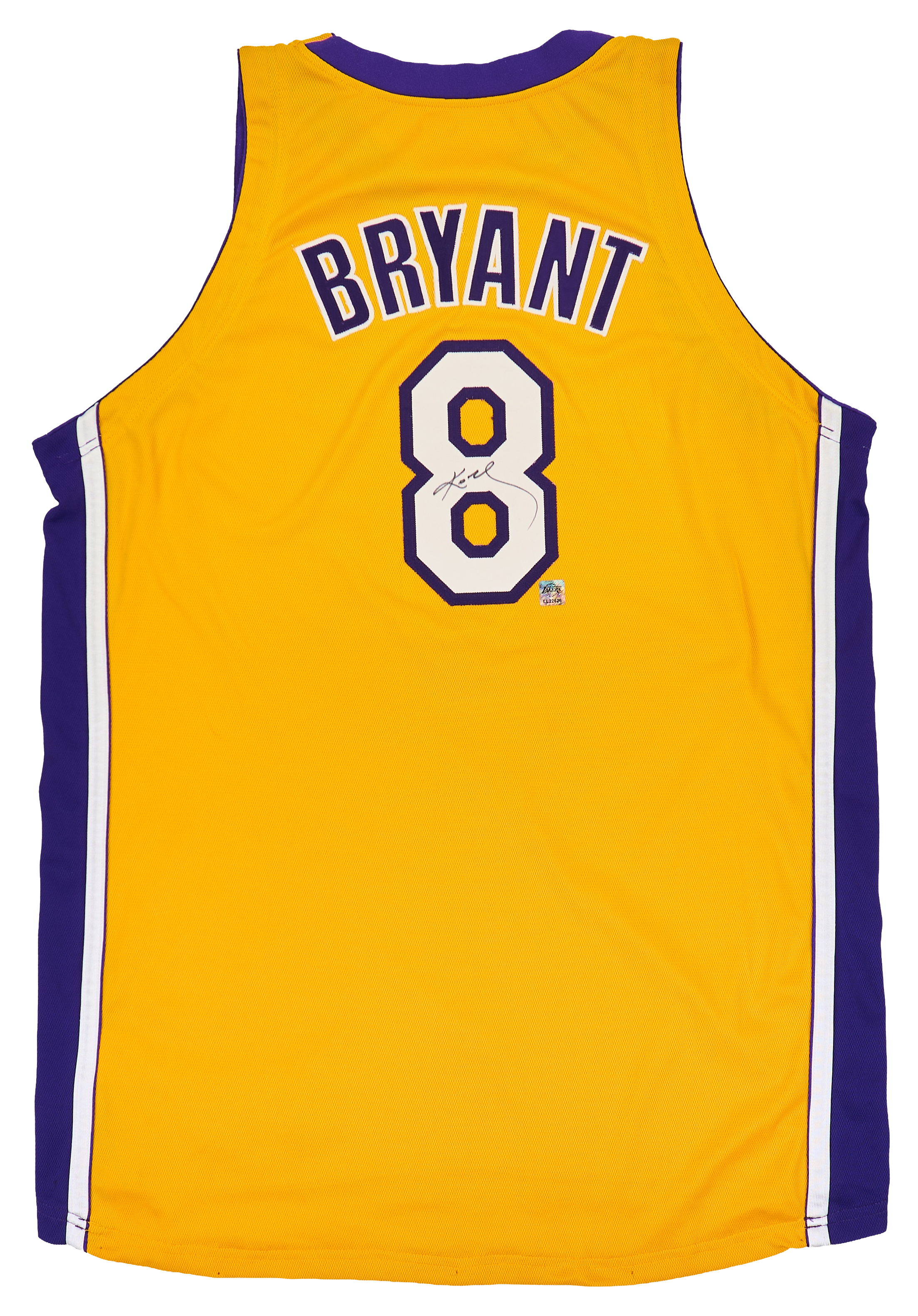 Signed gold Bryant number 8 Lakers jersey
